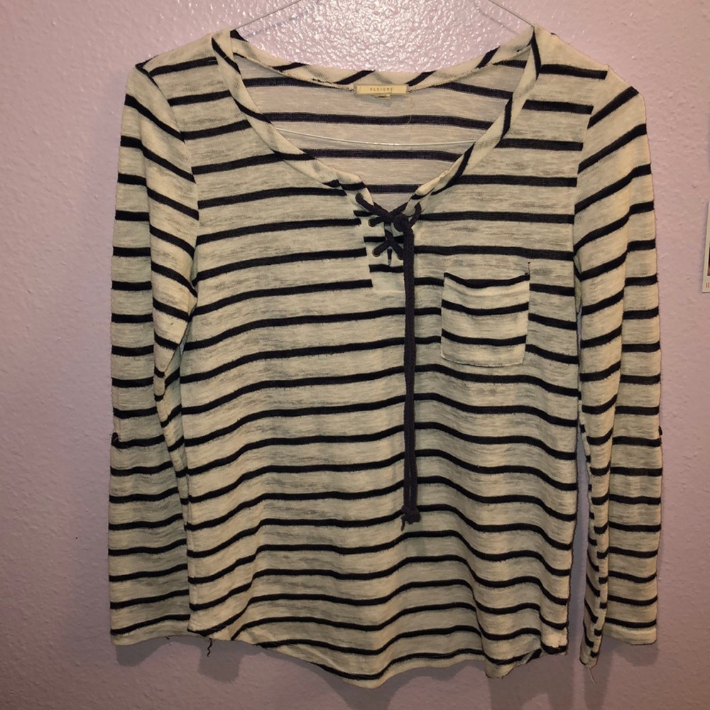 White with Navy Blue long sleeve shirt